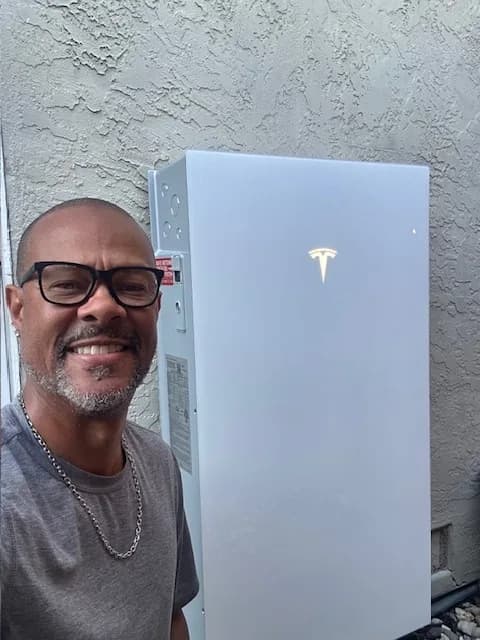 Donjel B., SGIP rebate recipient, with his home battery